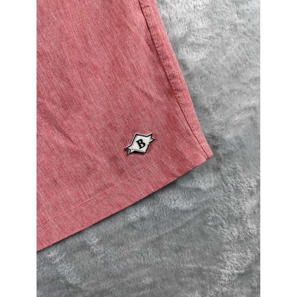 Burlebo Shorts Men Large Red Pink Lined Drawstring Stretch Athletic 7" Inseam - Picture 3 of 11
